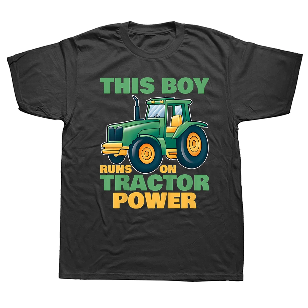 Lustiges „Just A Boy Loves Tractor“-Grafik-T-Shirt aus 100% Baumwolle für Männer und Frauen, modisches, lässiges, lockeres, übergroßes Streetwear-T-Shirt