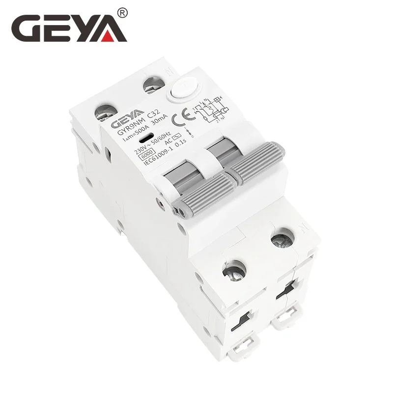 GEYA GYR9NM AC tipo RCBO 2P 4P interruttore magnetico con protezione da sovracorrente e perdite guida Din 10A 16A 25A 32A 40A