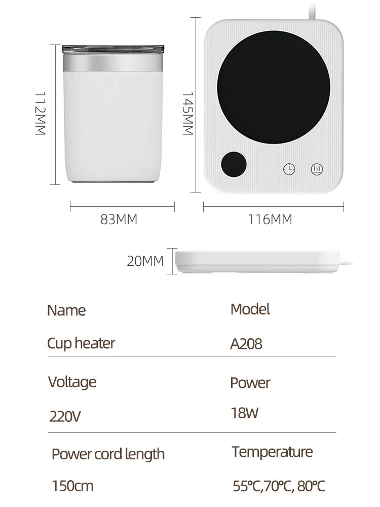 Coffee Mug Warmer Cup Heater 3 Gear Temperatures Beverage Cup Warmer Heating Coasters Plate Pad for Cocoa Tea Water Milk 6