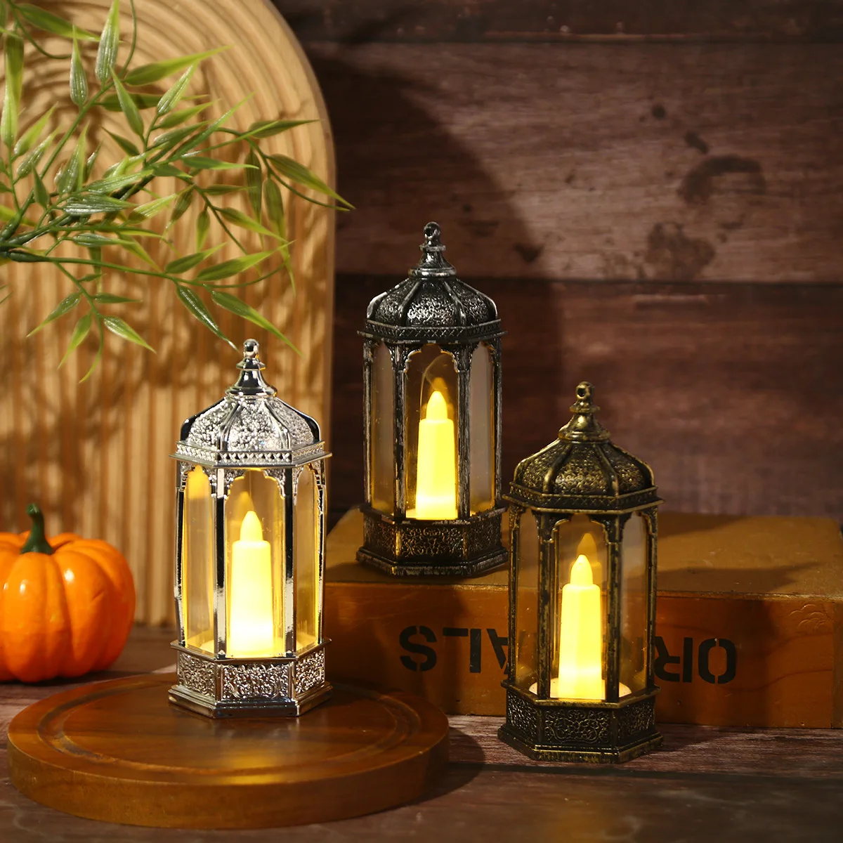 Christmas Simulation Candle Desktop Ornament Portable Night Light Decoration Wind Lamp Candle Scene Layout Photo Shoot