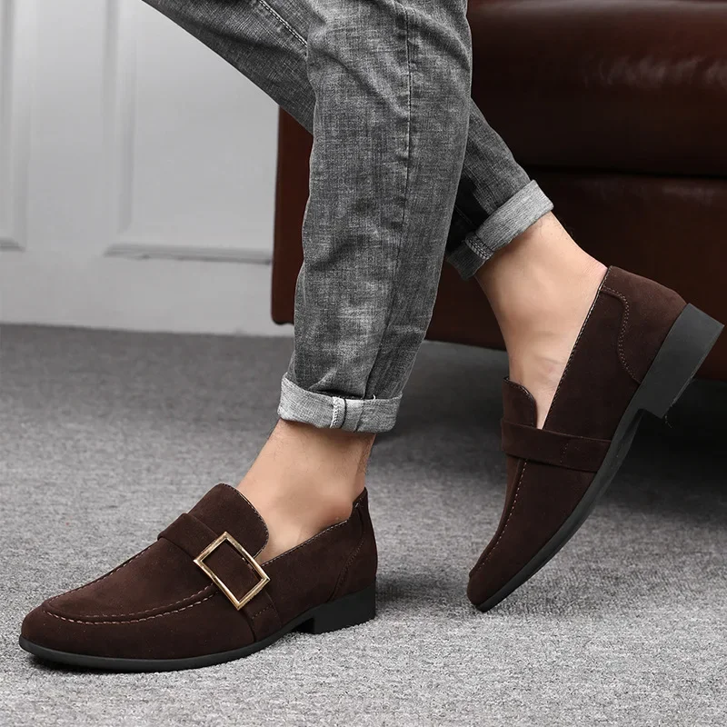 New Mens Casual Business Shoes Loafers Men Dress Shoes Faux Suede