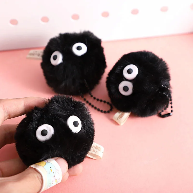 5cm 10pcs Briquette Doll Pendant Keychain Bag Accessories Cute Plush Black Coal Ball Cartoon Toy Pendant Gift keychain accessories