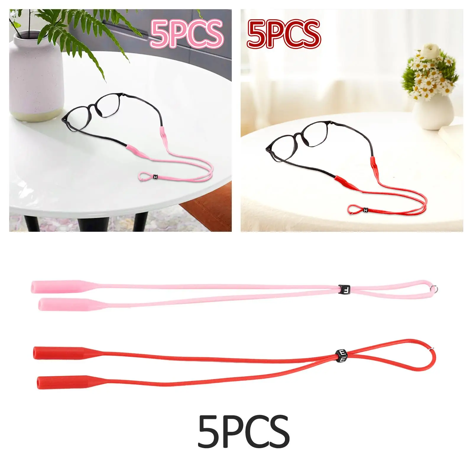 5x Glasses Strap Adjustable Anti Lost Eyewear Retainer Sports Glasses Holder Sports Eyeglass Strap for Men and Women Adult Kids