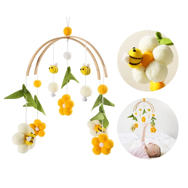 Baby Rattle Crib Mobile Toy Bed Bell Rotating Wind Hairball Bees Pendant Hanging for Newborn Baby Mobile Nursery Decorations 1