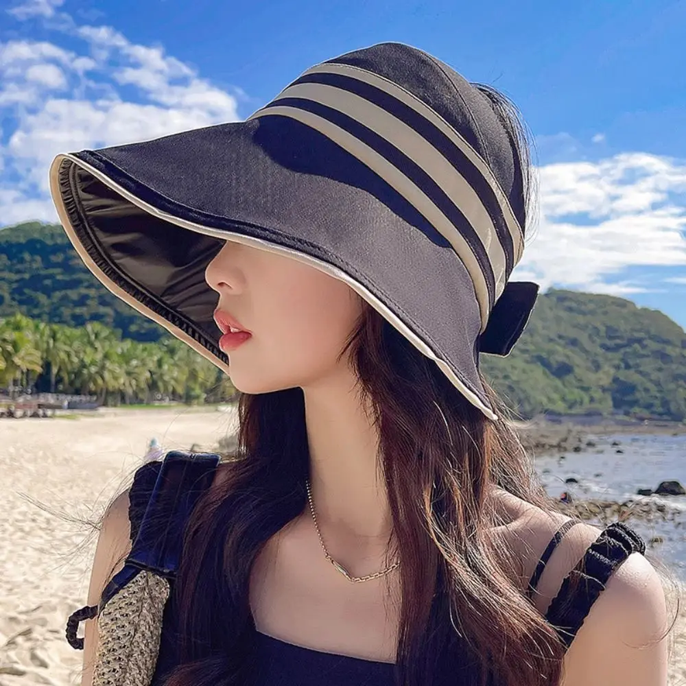여성용 조절식 어부 모자, 넓은 챙 접이식 버킷 캡, 통기성 자외선 차단 비치 캡, 패션