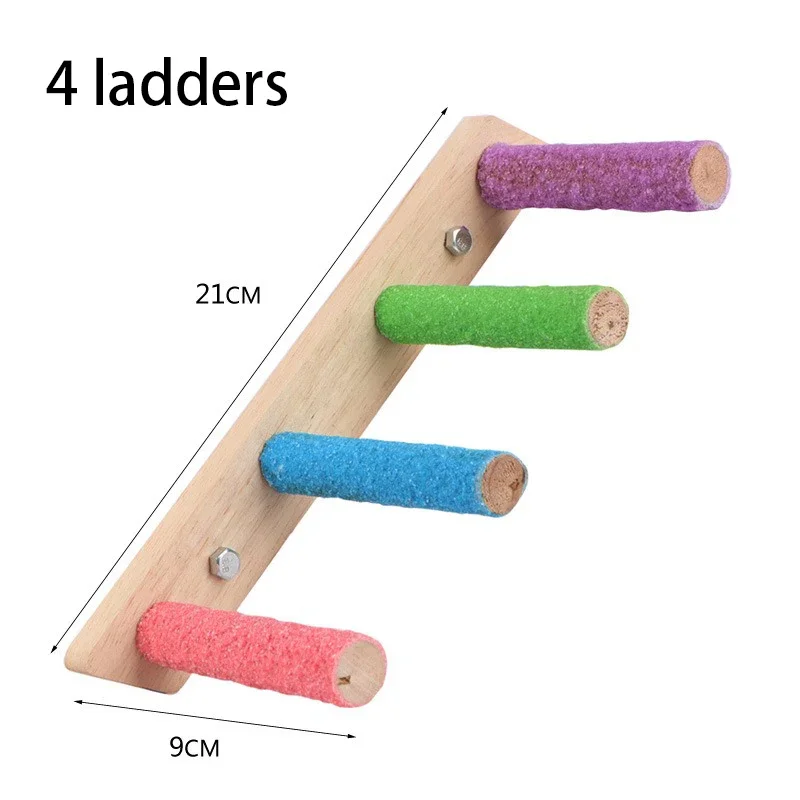 4/6/8 Steps Wood Bird Ladder Pet Interactive Ladder Parrot Grinding Claws and Teeth Funny Climbing Stick Toy Bird Accessories