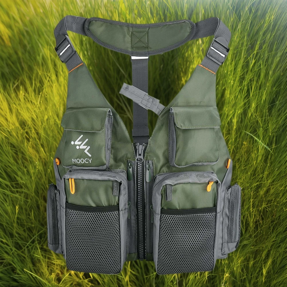 편안한 낚시 재킷 멀티 포켓 다목적 낚시 코트 통기성 옥스포드 천 낚시 조끼 러닝 여행 하이킹