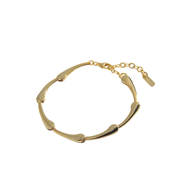 

Последняя мода, широкий позолоченный браслет из серебра 925 пробы, простой волнистый браслет-цепочка для женщин