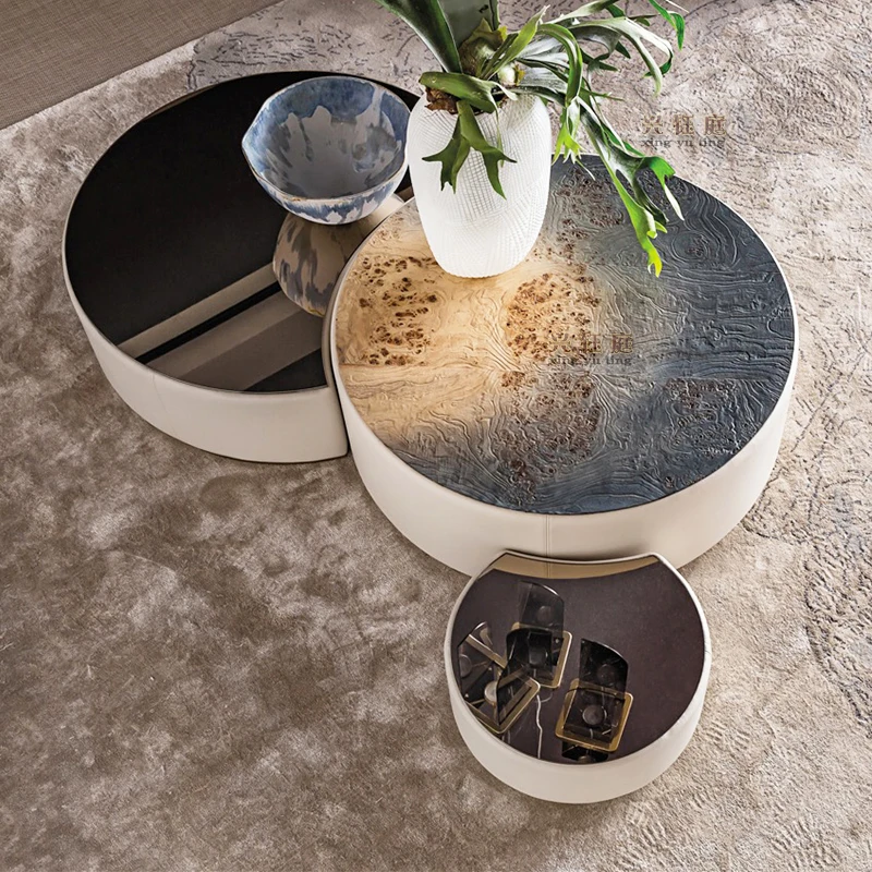 Modern Round Nesting Marble Coffee Tables – Set of 3 3