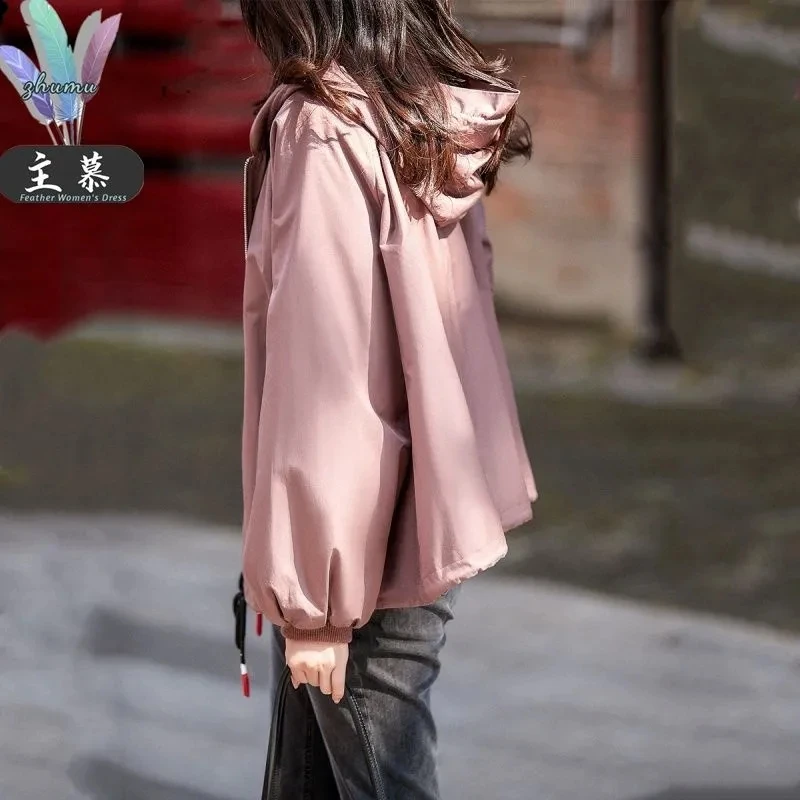 

Autumn Winter New 2022 Women's Coat Hooded Fashion Drawstring Cape Windbreaker Coats Age Reduction Thin Female Outerwear