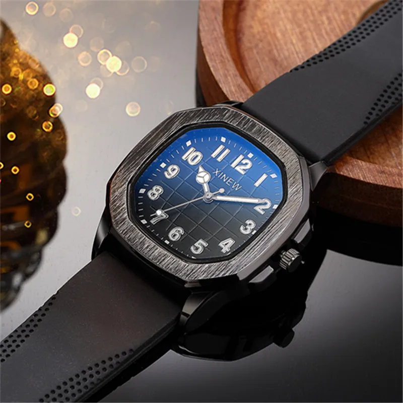 1pc / lot Original XINEW Brand Watches For Men Fashion Casual Leather Band Simple Sports Quartz Vintage Watch Black Montre Homme