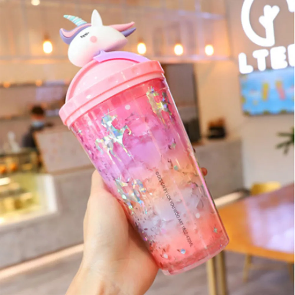 Cartoon Cute Christmas Cup with Straw Girl Water Bottle Double Plastic BPA  Free Cute Juice Milk Coffee 450ml Drinking Tumbler - AliExpress