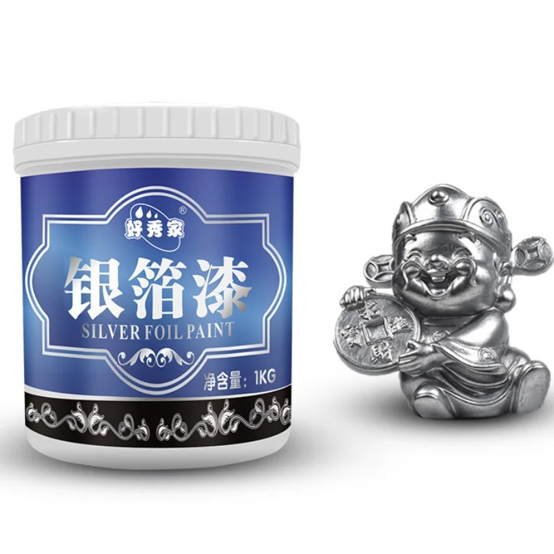 Water-based silver foil paint silver powder paint water-based metal anti-rust glitter art