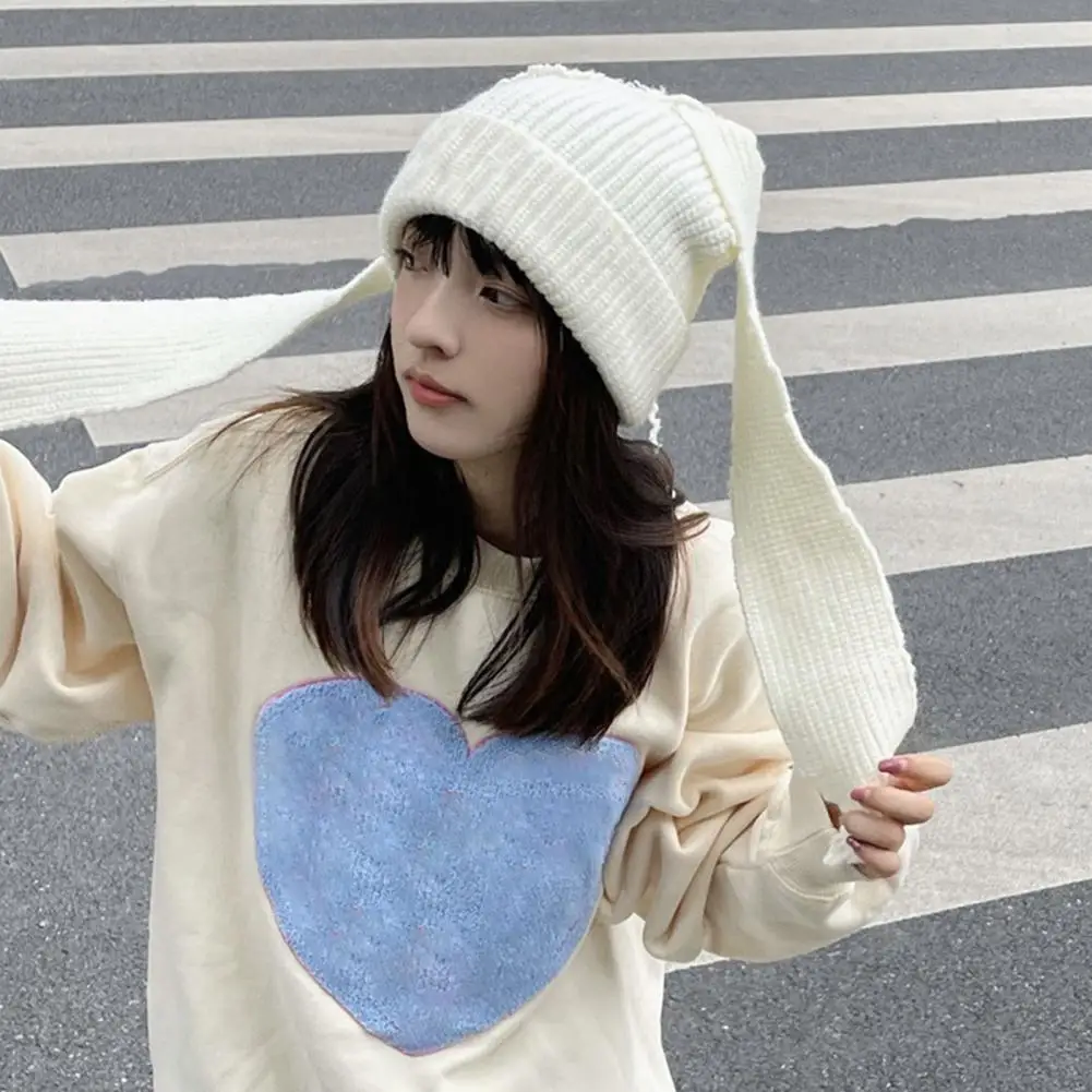 

Wool Hat Rabbit Ears Knitted Beanie Hat Fashion Long Bunny Ears Men Women Cute Warm Autumn Winter Hat Cool Knitted Bicycle Cap