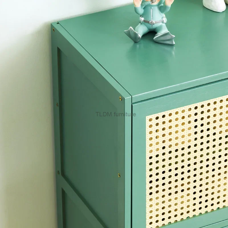 Japanese Rattan Shoe Cabinets Home Bedroom Storage Cabinet Modern Home Furniture Large-capacity Dust-proof Entrance Shoe Cabinet