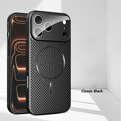 Aluminum Alloy Mesh Magnetic Case with Heat Dissipation and Full Lens Protection - iPhone 15 (Black)