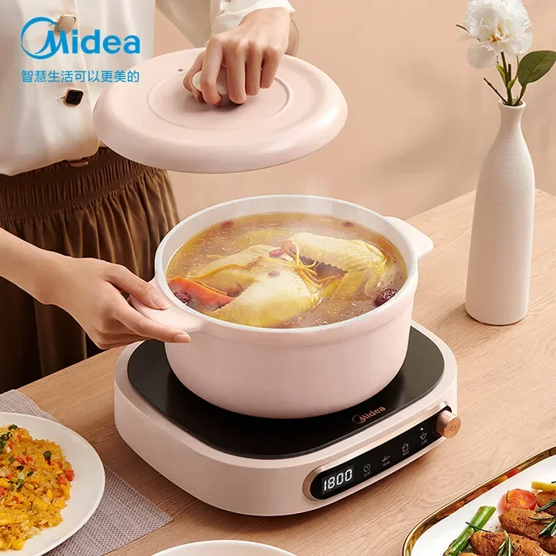 Midea Induction Cooker, 2200W High Power with Rotary Control for Tea and Hot Pot Waterproof 4D Smart Timing MC-HW22W3-003 220V