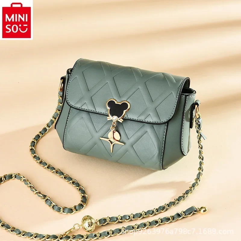 MINISO Disney Mickey Fashion Women's Chain Handbag Student Sweet and Versatile High Quality Crossbody Small Square Bag