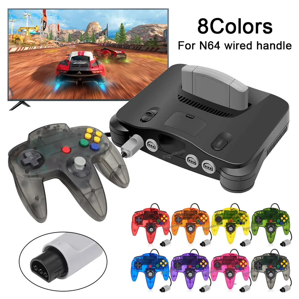 8 színek számára N64 Számvevő Elsőrangú vezetékes Zárkózott kontroly gamepad Játék Botkormány retro videó Műkődés Rendszer számára N64 Gyám joypads