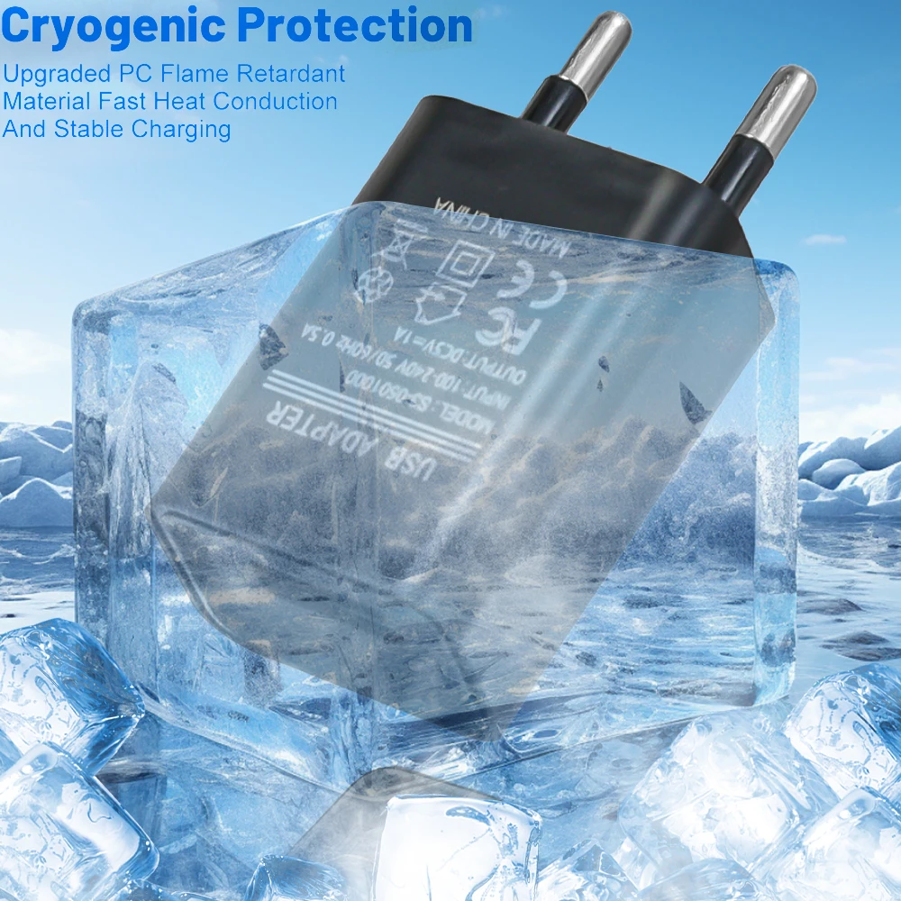 Compact 5V 1A USB Charger Adapter with EU Plug