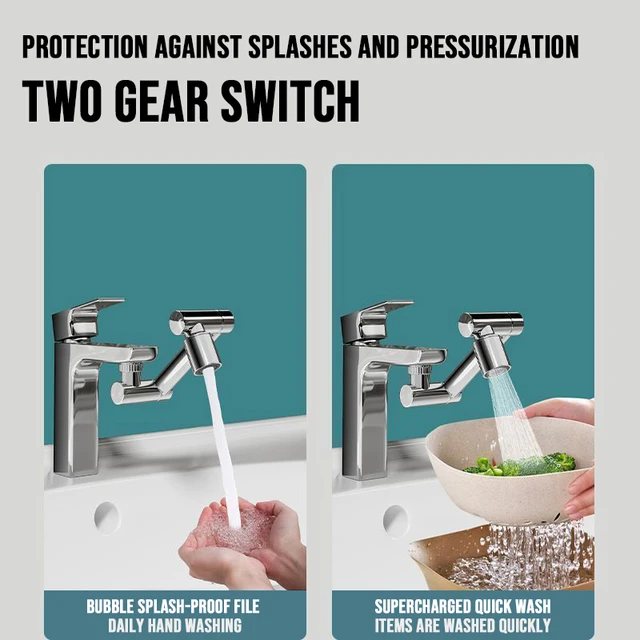 1440 ° Forgó Csaptelepes Levegőztető Fürdőszoba Mosdó Csappántos Szűrő Konyhai Csaptelep Kiterjesztése Vízmegtakarító Buborék Fúvóka - Image 6