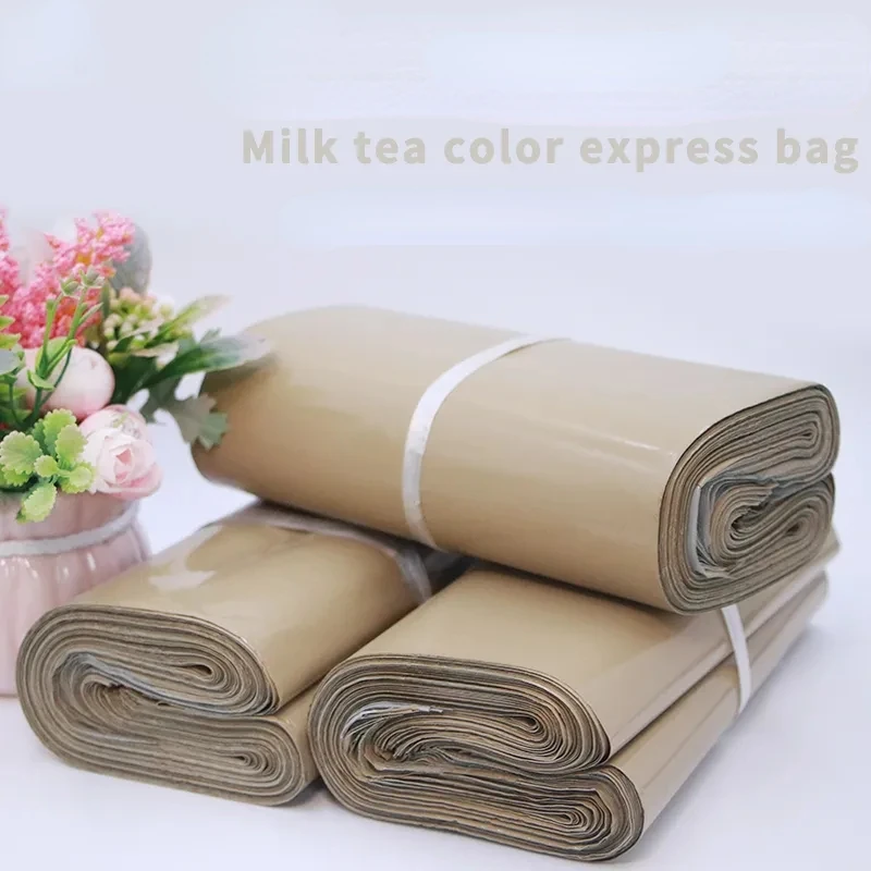 New Milk Tea Color Express Delivery Bags Goods Selling Packaging Tool Logistics Envelopes Mailers Pouch Waterproof Self-adhesive