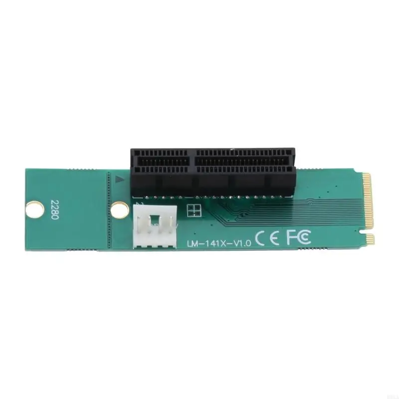 B0KA NGFF to PCI-E 4X Riser Card Adapter Power Cable Support 2260/2280 SSD
