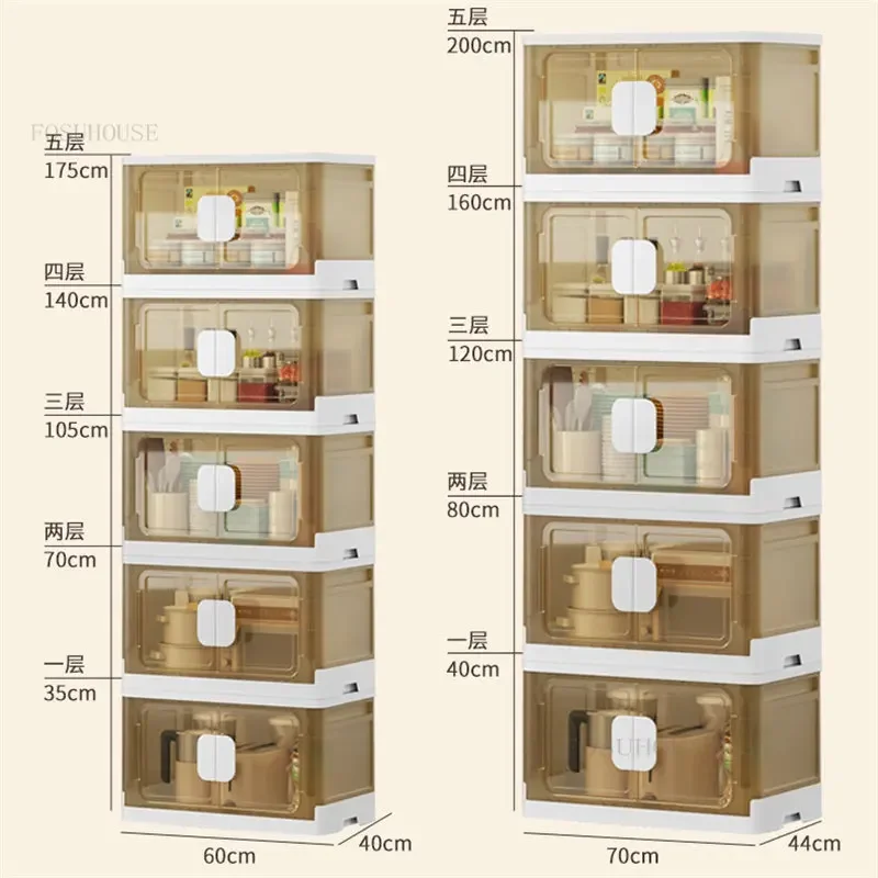 Plastic Kitchen Cabinet Home Furniture Floor Multi-layer Foldable Storage Cabinet Living Room Bedroom Storage Box Locker c