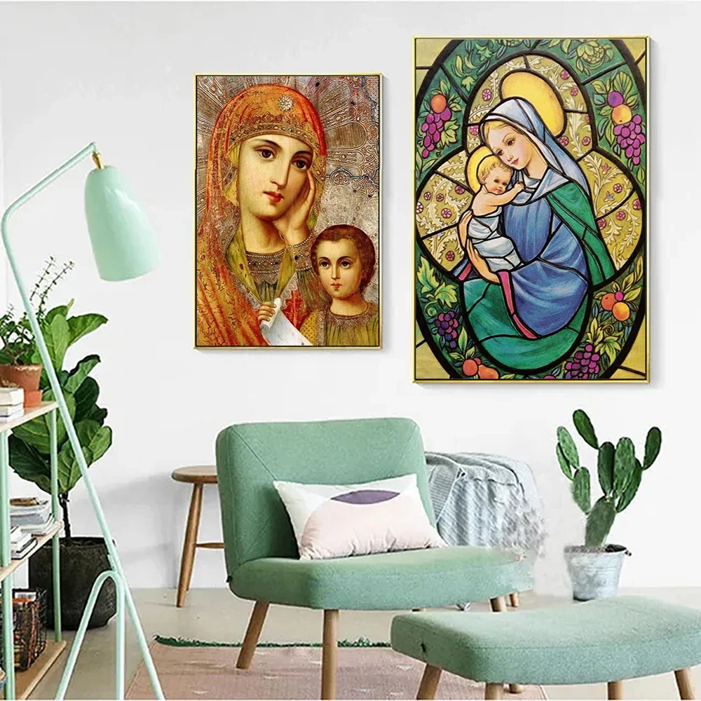 Diamond Painting 5D Religious Madonna Jesus Diamond Embroidery Mosaic DIY Full Round Cross Stitch Rhineons Home Decor diamond painting diamond painting accessories