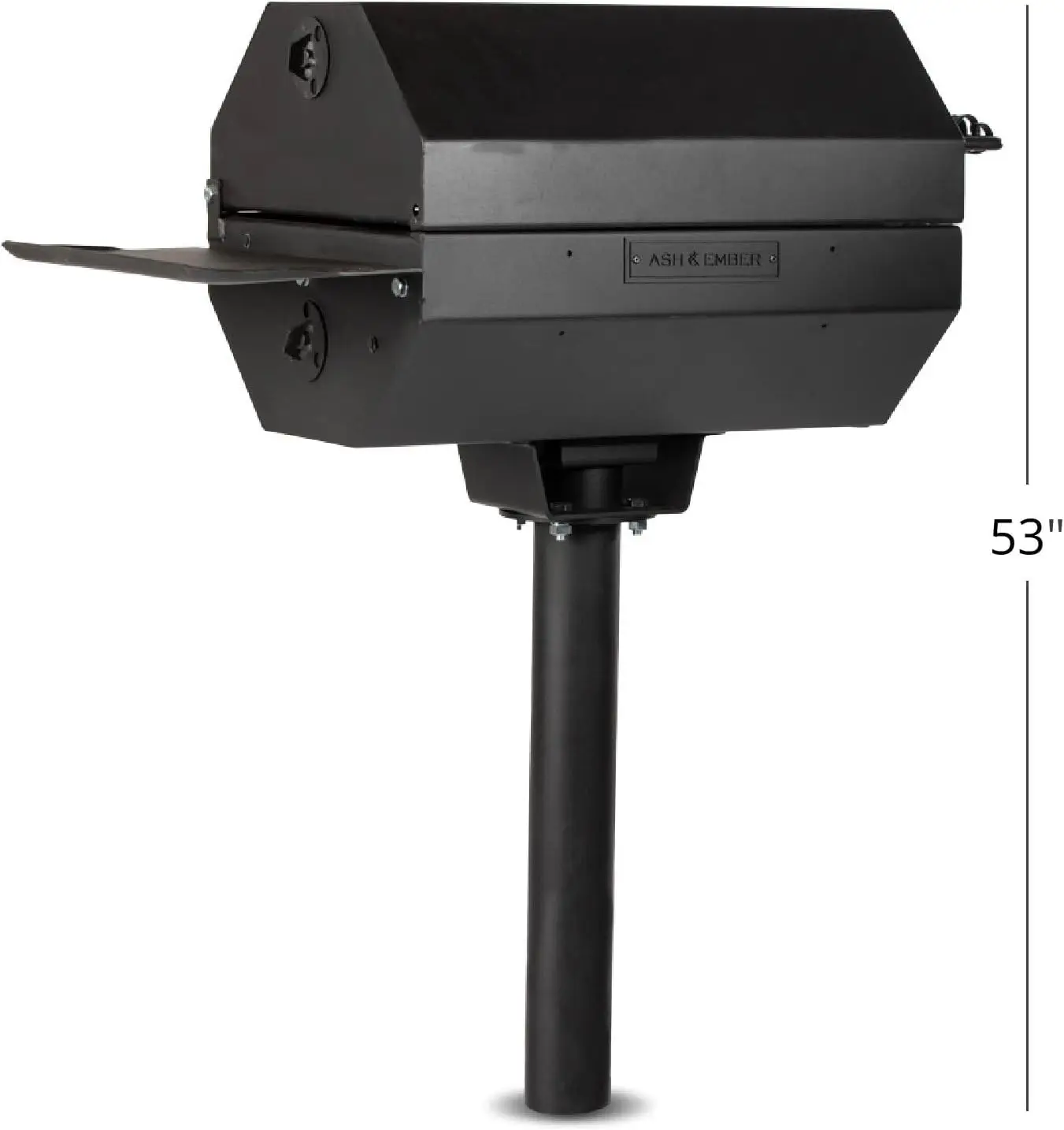 Park-Style Grill/Smoker, 390 Sq. Inch Charcoal Grill with Cover,Grate, Side Shelf for Food Prep & Accessories, Single Post