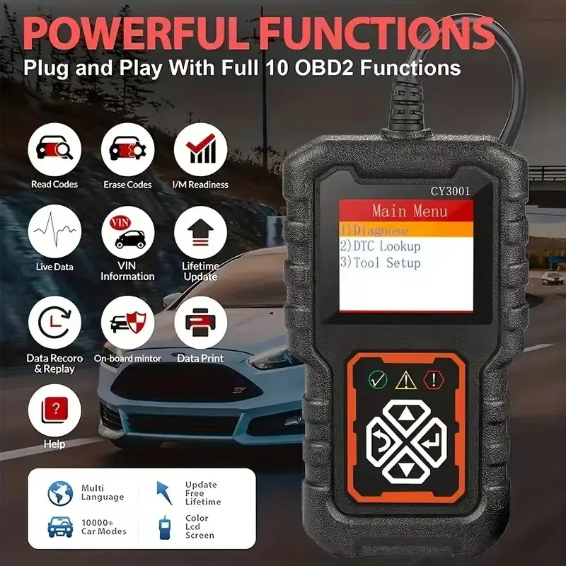 CY3001 OBD2 Scanner with ELM327 Chip, Car Fault Code Reader & Engine Diagnostic Tool for All Vehicles" 3