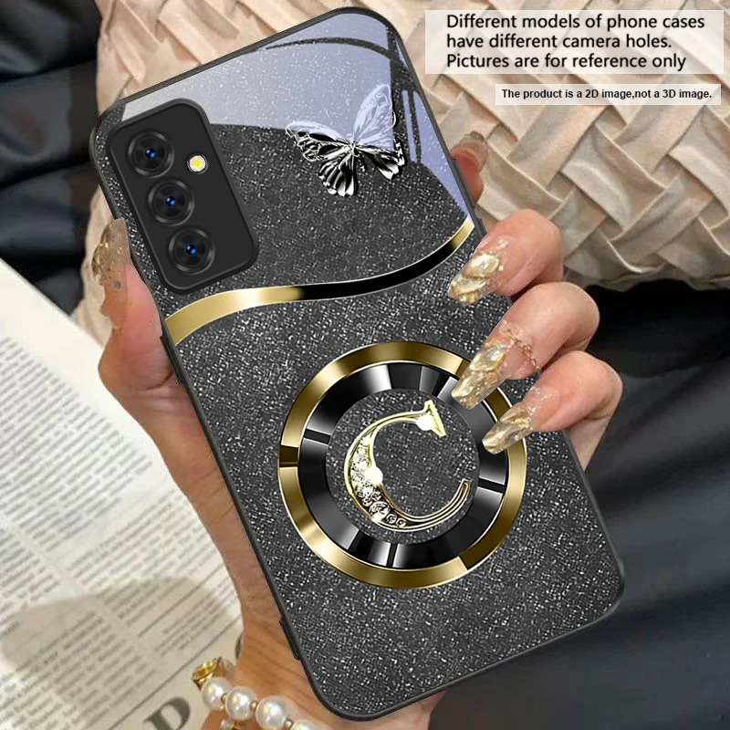 Gold Letter A Badge Glass Phone Case