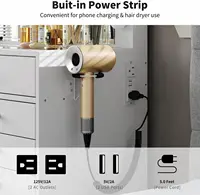 55" W Vanity Desk, Makeup Vanity with Charging Station, 15 Drawers with Lighted Mirror, 3 Lighting Modes, Brightness 5