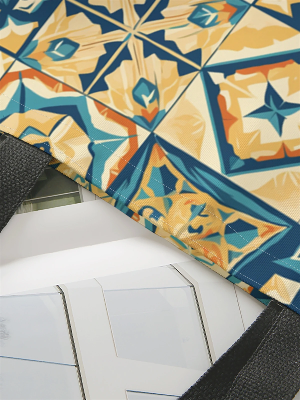 1 piece, Bohemian style patterned handbag, reusable fashionable handbag, multifunctional handbag, printed canvas shopping bag