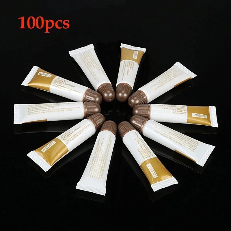 

100pcs Vitamin A D Tattoo Aftercare Cream Gel Healing Skin Anti-Scar Preserve Color PMU Care Tattoo Accessories Brown