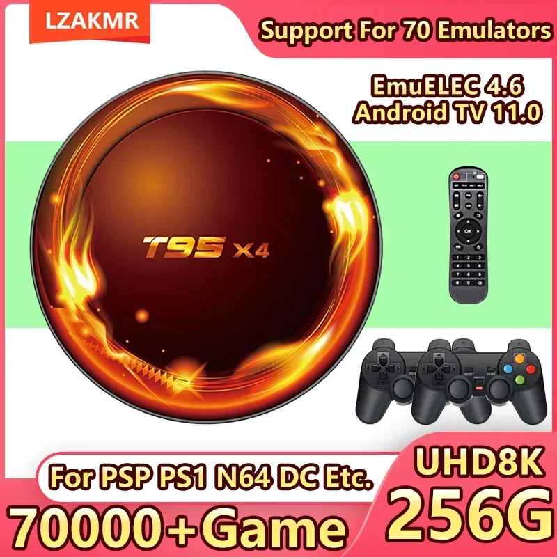 

Максимальный игровой опыт T95X4 32 ГБ + 256 ГБ хранилище Android TV EmuELEC 4,6 Ретро 70000 + игровая приставка консоль для PS1/PSP детский подарок