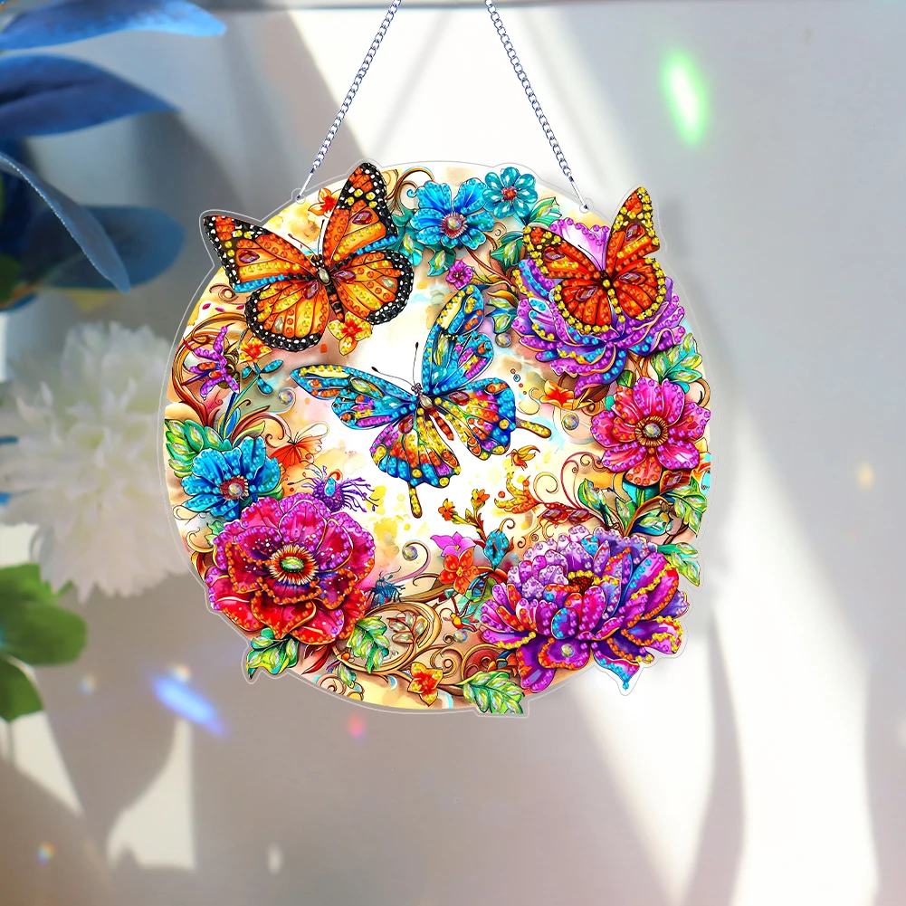 Double Sided Special Shaped Animal Diamond Painting Hanging Ornaments Kit Rhinestone Diamond Art Window Pendants for Beginner