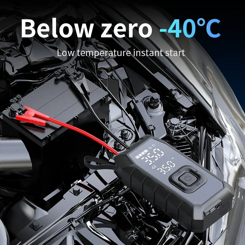 1500A Cordless Electric Tire Inflator Portable Air Compressor 4 In 1 Battery Jump Starter Start Booster LED Light for Car