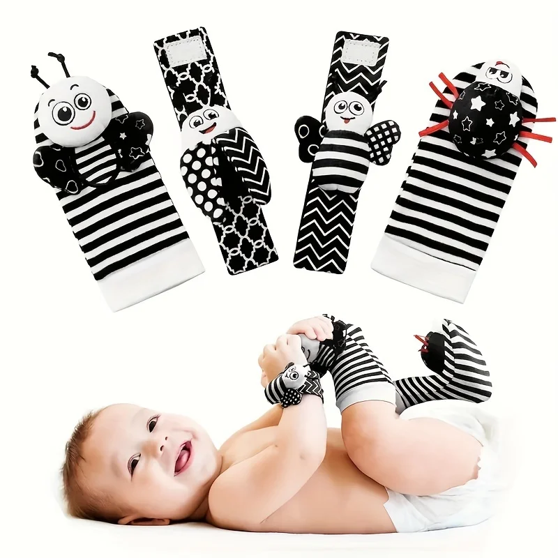 4PCS Baby Rattles Toys for 0-12 Month, Infant Girl Boy Toys for Babies 3-6 Months, Newborn Hand & Foot Toys for 0 to 9 Months 5