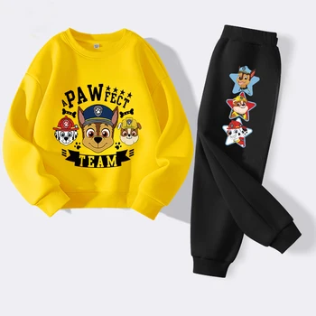 PAW Patrol Boys Casual Hoodies Sets Cartoon Printed Children's Pullover Long Pant Two Piece Suit Autumn Spring Kids Sweatsuit