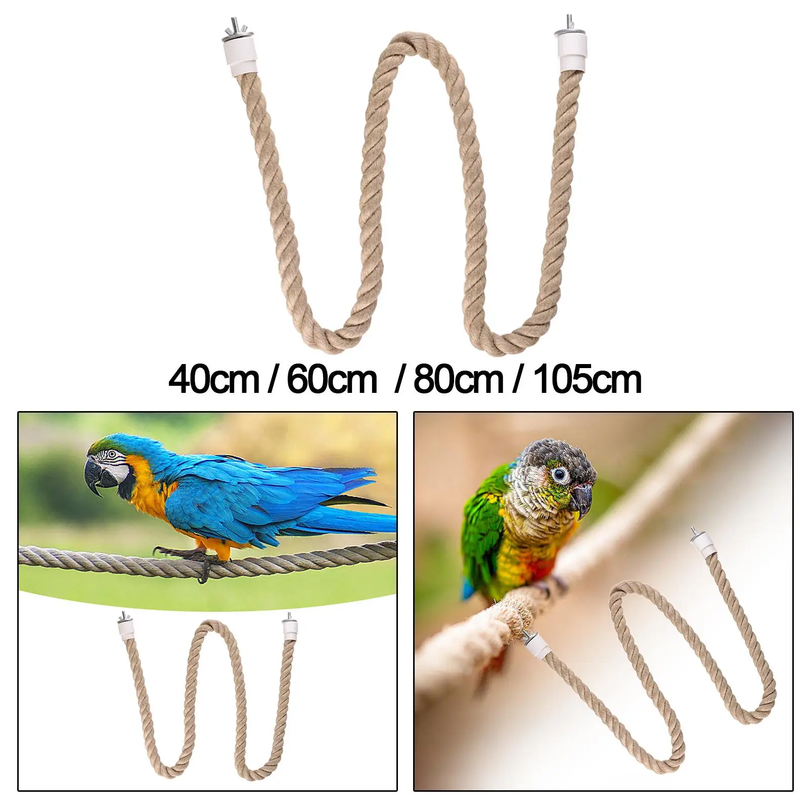 Parrot Rope Parrot Cage Toy Bird Perch Stand Bird Parrot Chewing Toy for Parakeet Conures Cockatiels Budgie Primary Color 3