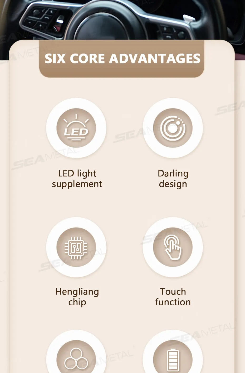 Espejo de maquillaje para automóvil con aumento 3x Espejo de tocador con visera táctil, espejo de maquillaje con carga de luz de relleno conmutable de 3 colores » Espejo de maquillaje para automóvil con aumento