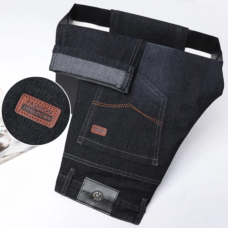 2025 New Fashion Men's Casual Black Blue Cotton Jeans Classic Style Male Denim Trousers Stretch Slim Fit Pants Plus Size 28-40 4