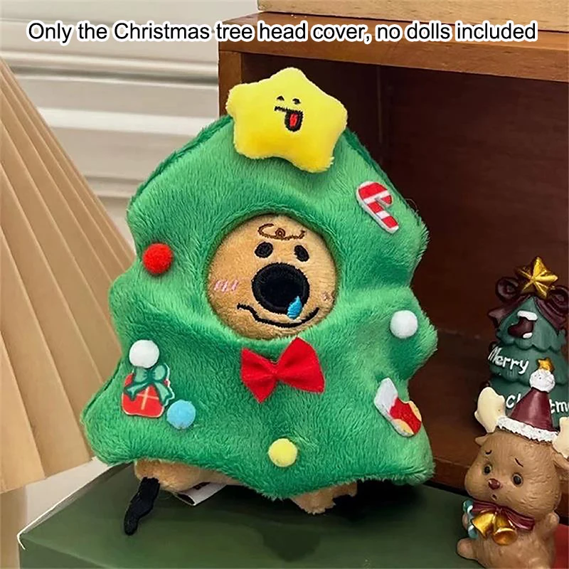 Cute Christmas Tree Creative Doll Plush Head Cover Doll Accessories Bag Key Pendant Christmas Party Decoration Props Charm Gifts