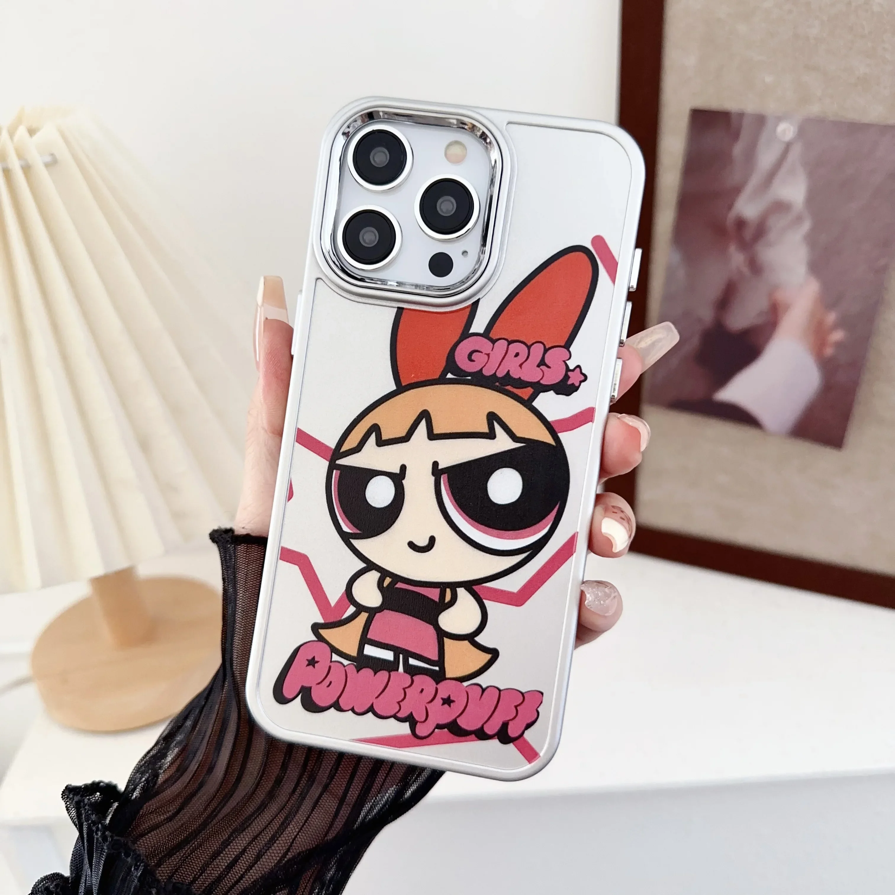 The Powerpuff Girls Advanced Cute Cartoon Silver Phone Case Adatto Per Iphone 15 Pro Max 15 14 13 12 Pro Max Phone Case