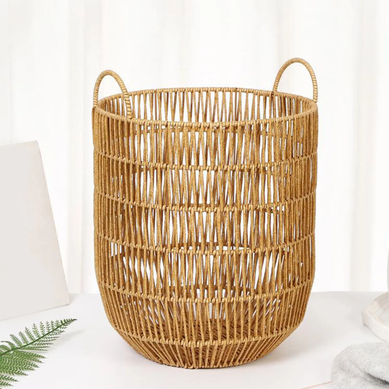 1PCS Laundry Basket Dirty Clothes Laundry Storage Basket Wooden Rattan Toys Organizer Home Portable Sundries Storage Bin 5