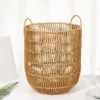 1PCS Laundry Basket Dirty Clothes Laundry Storage Basket Wooden Rattan Toys Organizer Home Portable Sundries Storage Bin 5