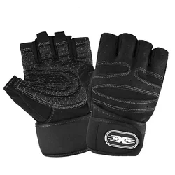 Unisex Half - Finger Workout Gloves with Wrist Support for Exercise and Outdoor Activities (Black and white)