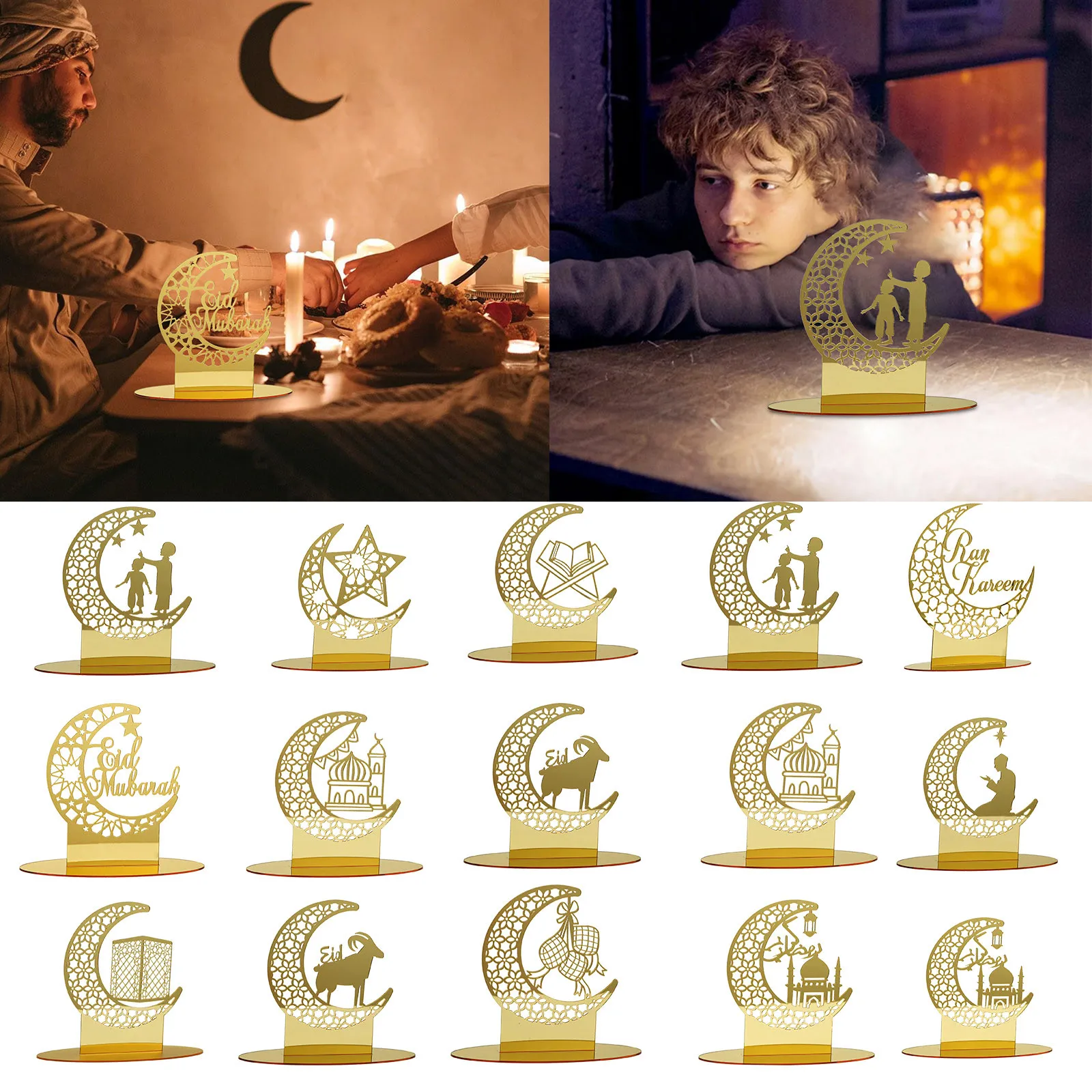 

New Acrylic Ornament Ramadan Decoration For Home EID Mubarak Islamic Muslim Party Supplies EID Al Adha Ramadan Party Supplies