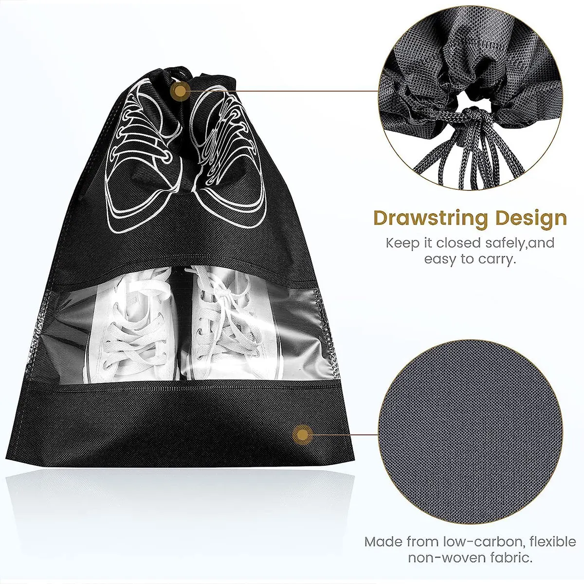 10PCS Shoes Storage Bag, Closet Organizer, Non-woven Travel Portable Bag, Waterproof Pocket, Clothing Classified Hanging Bag-liu